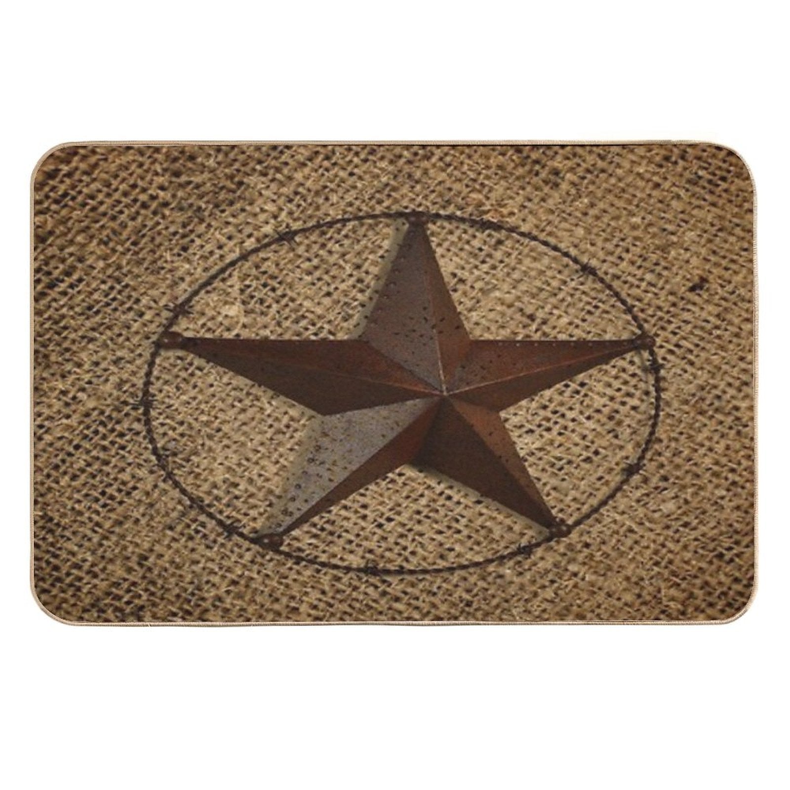 Rustic Western Country Burlap Star  Versatile Bath Mat