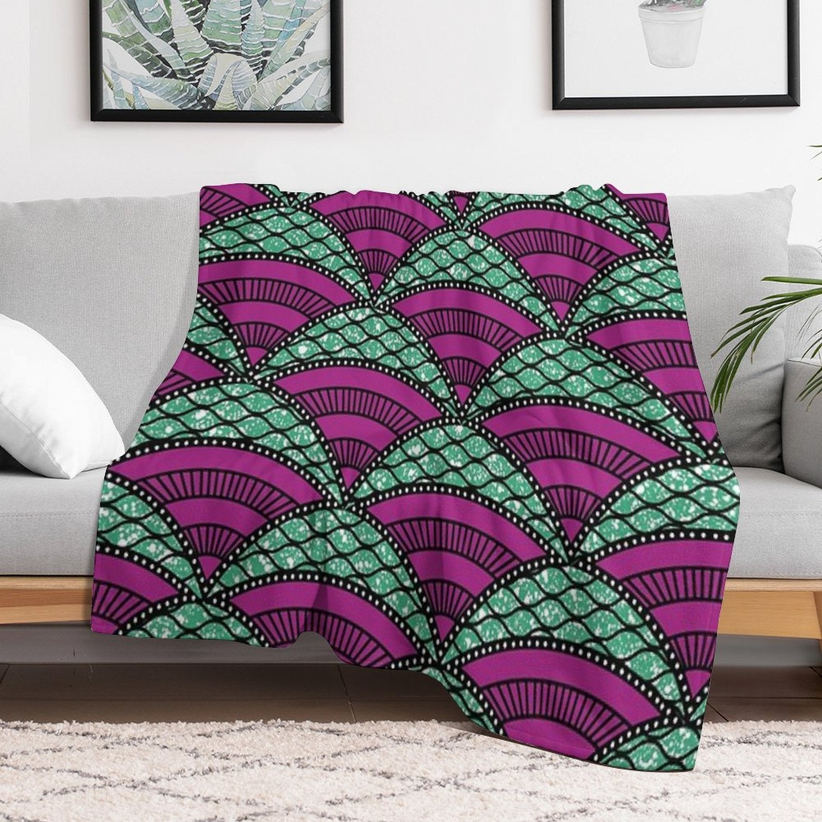 Afro Ankara Wax Print 14 All-season Throw Blanket