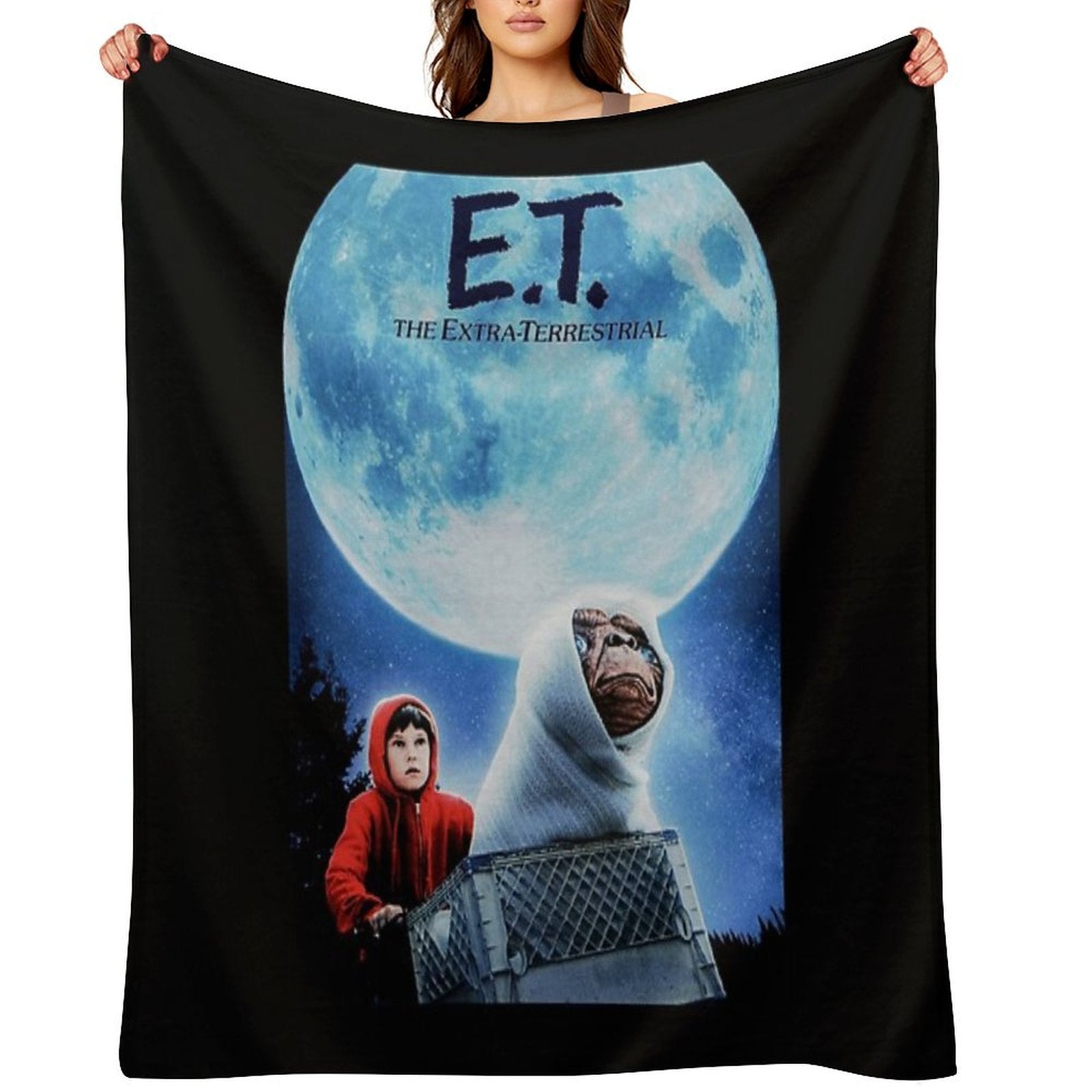 E.T. The Extra Terrestrial (1982) Movie Classic . Premium Throw Blanket
