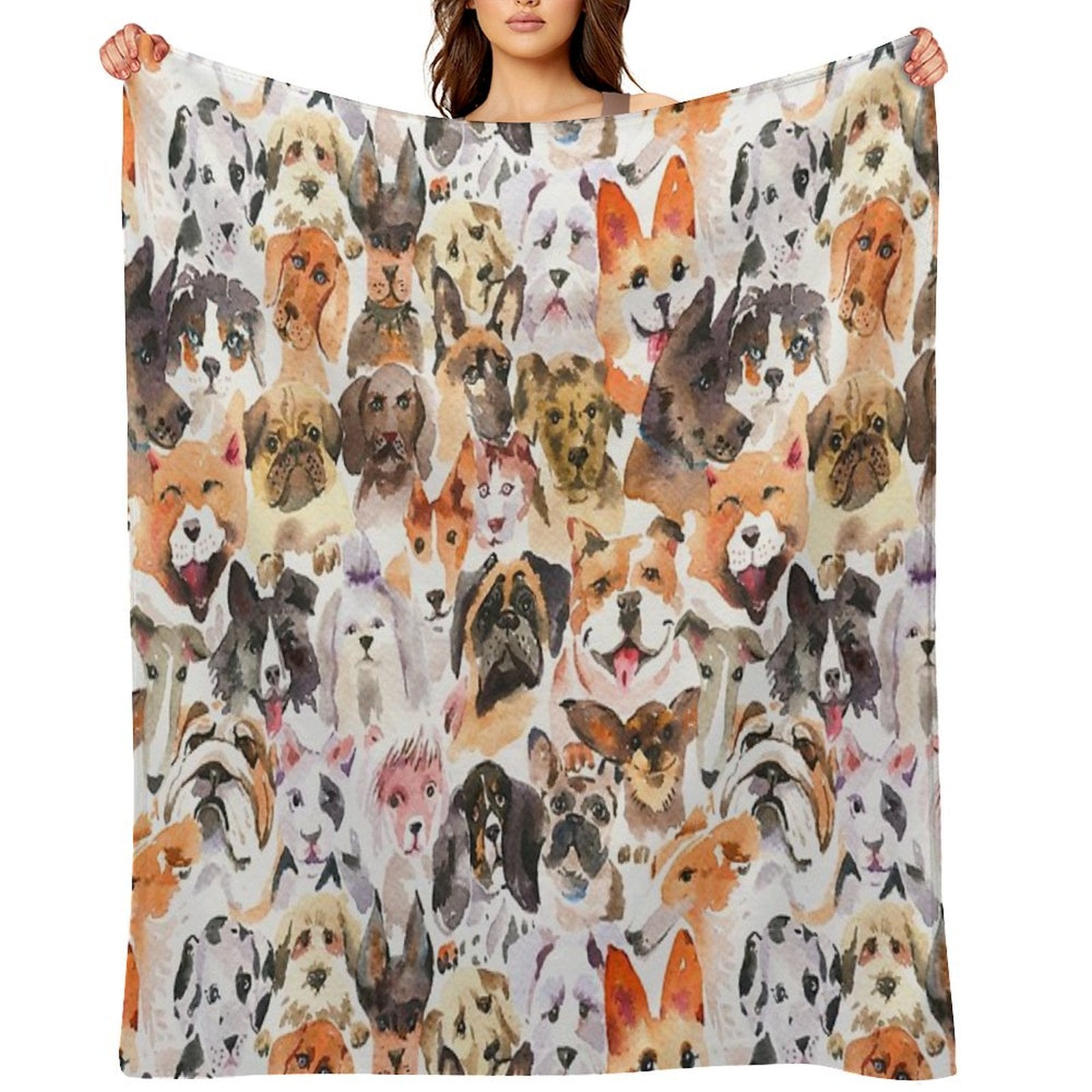 Cute Watercolor Dogs Lightweight Throw Blanket