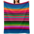 Mexican Blanket Striped Fiesta Serape Travel-friendly Throw Blanket