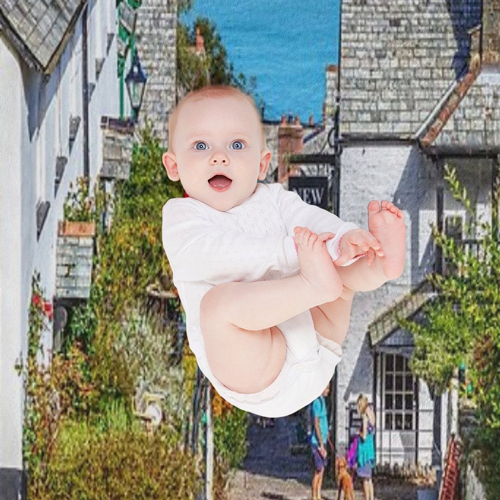 Clovelly Houses, North Devon, England Premium Throw Blanket
