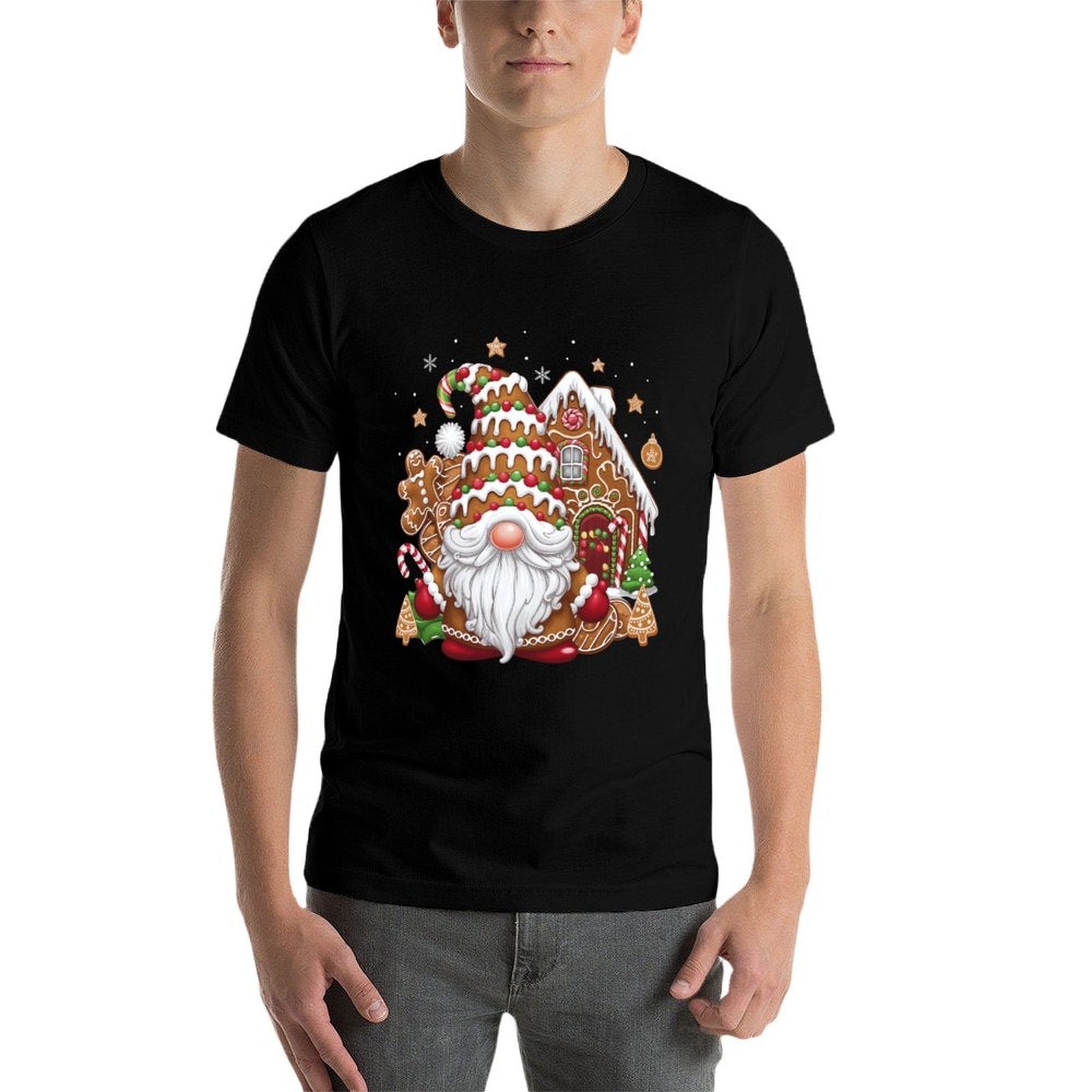 Gingerbread Gnome with Gingerbread House Christmas Fun  Quick-drying T-Shirt