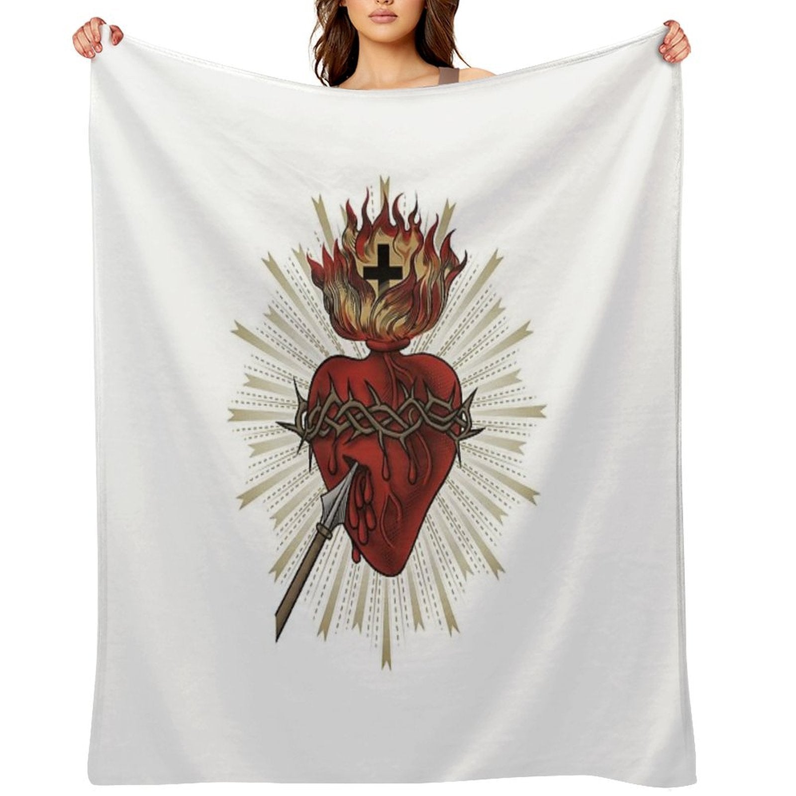 Sacred Heart of Jesus Christ Sustainable Throw Blanket