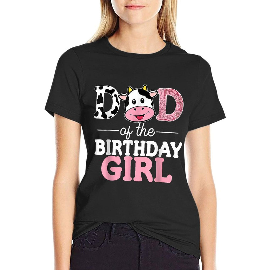 Dad of The Birthday Girl Farm Cow Daddy Papa 1st  Slim-fit Cut T-Shirt
