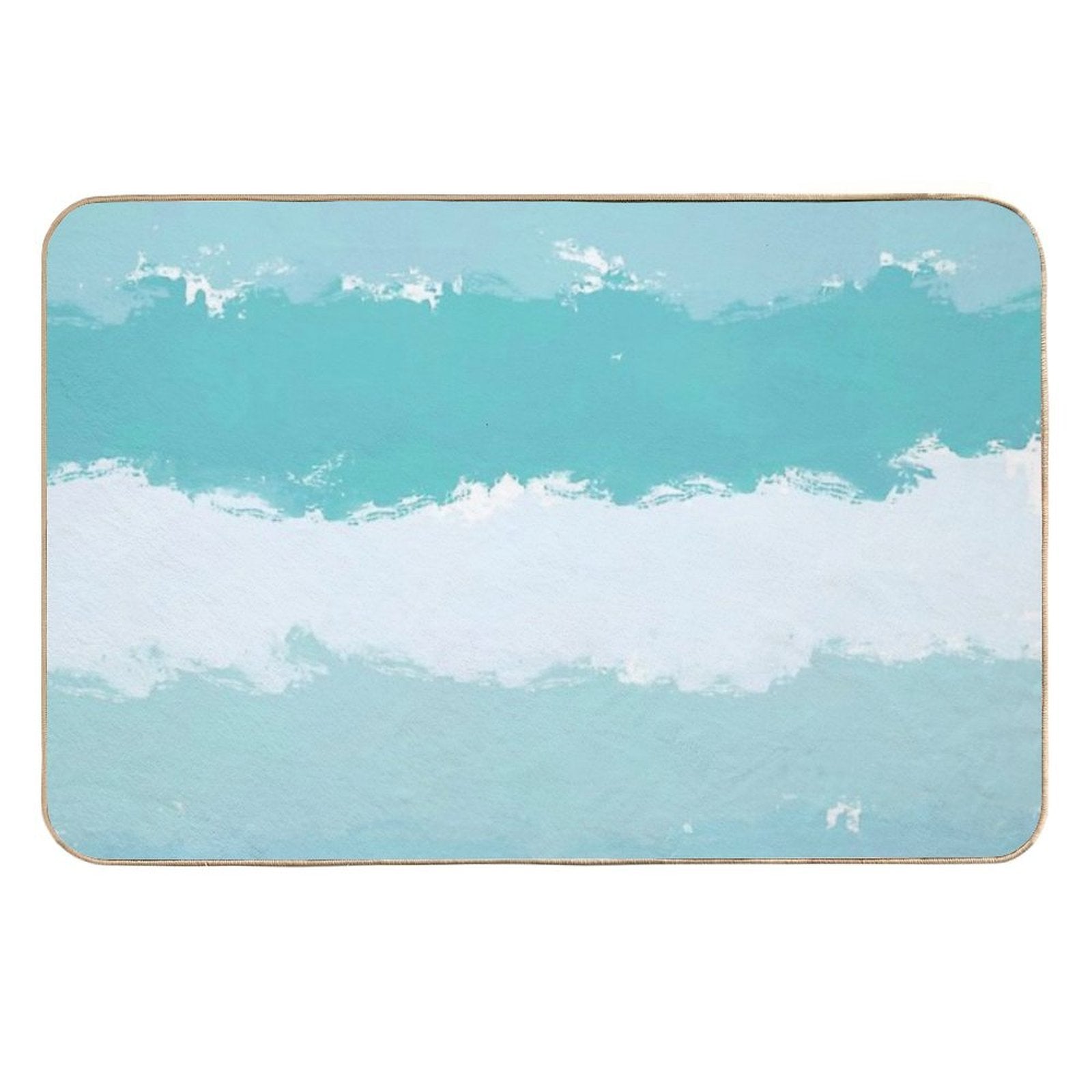 Light Blue And Shades of Blue Wavy Stripes  Long-Lasting Bath Mat