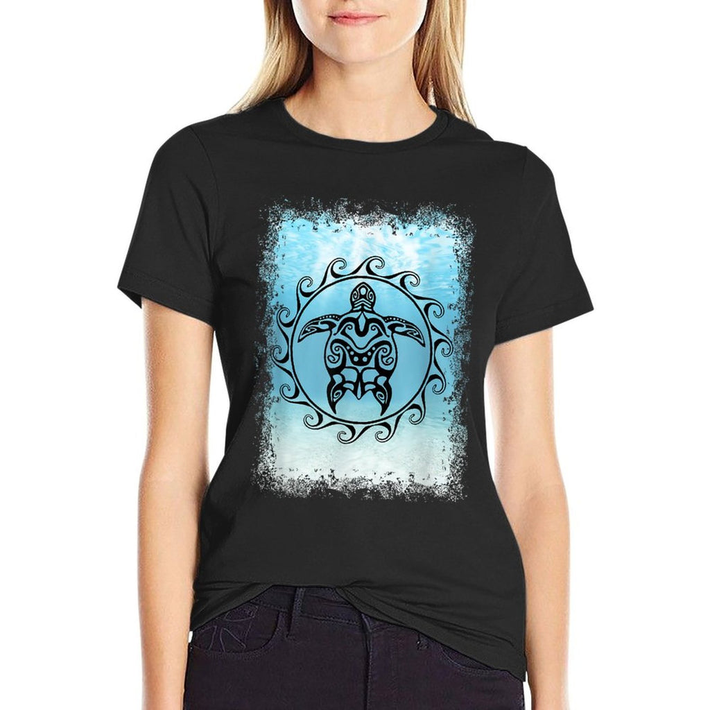Tribal Sea Turtle Maori Sun Ocean  Eco-friendly Material T-Shirt