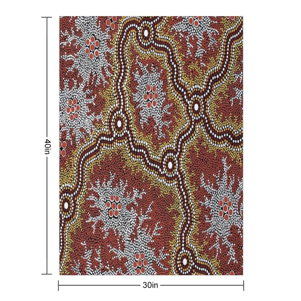 Authentic Aboriginal Art -  Mountains Multi-functional Throw Blanket