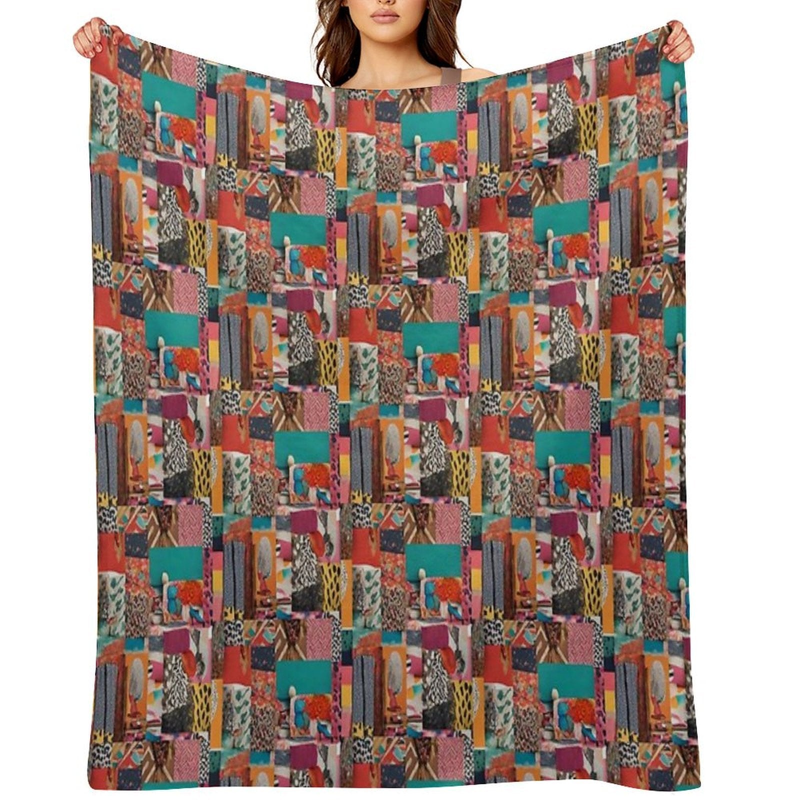 Quirky Mosaic Pattern Anti-pilling Throw Blanket