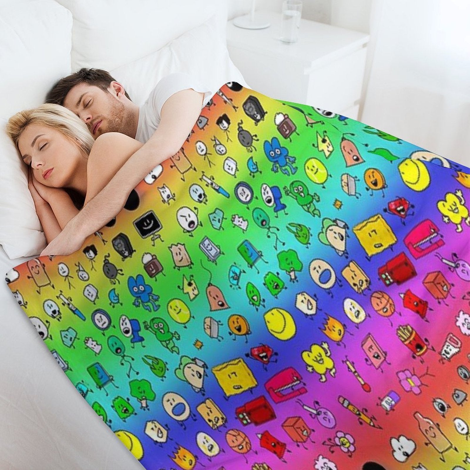 BFDI All Characters (Rainbow) Compact Throw Blanket