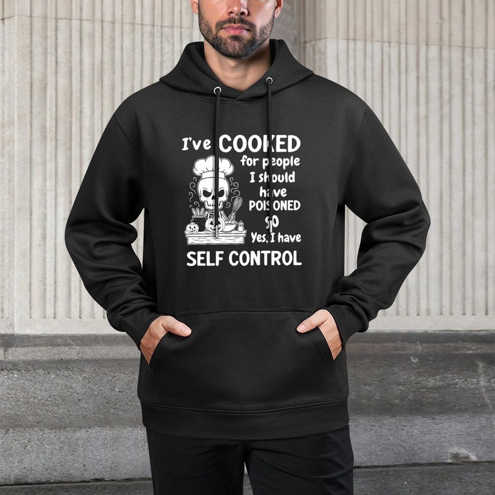 Skeleton Pumpkin Halloween Ive Cooked for People I Should Shape Retention Hoodie