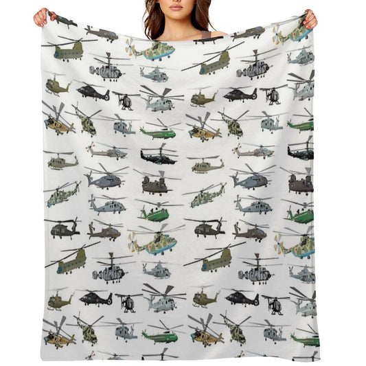Modern Military Helicopters Wrinkle-free Throw Blanket