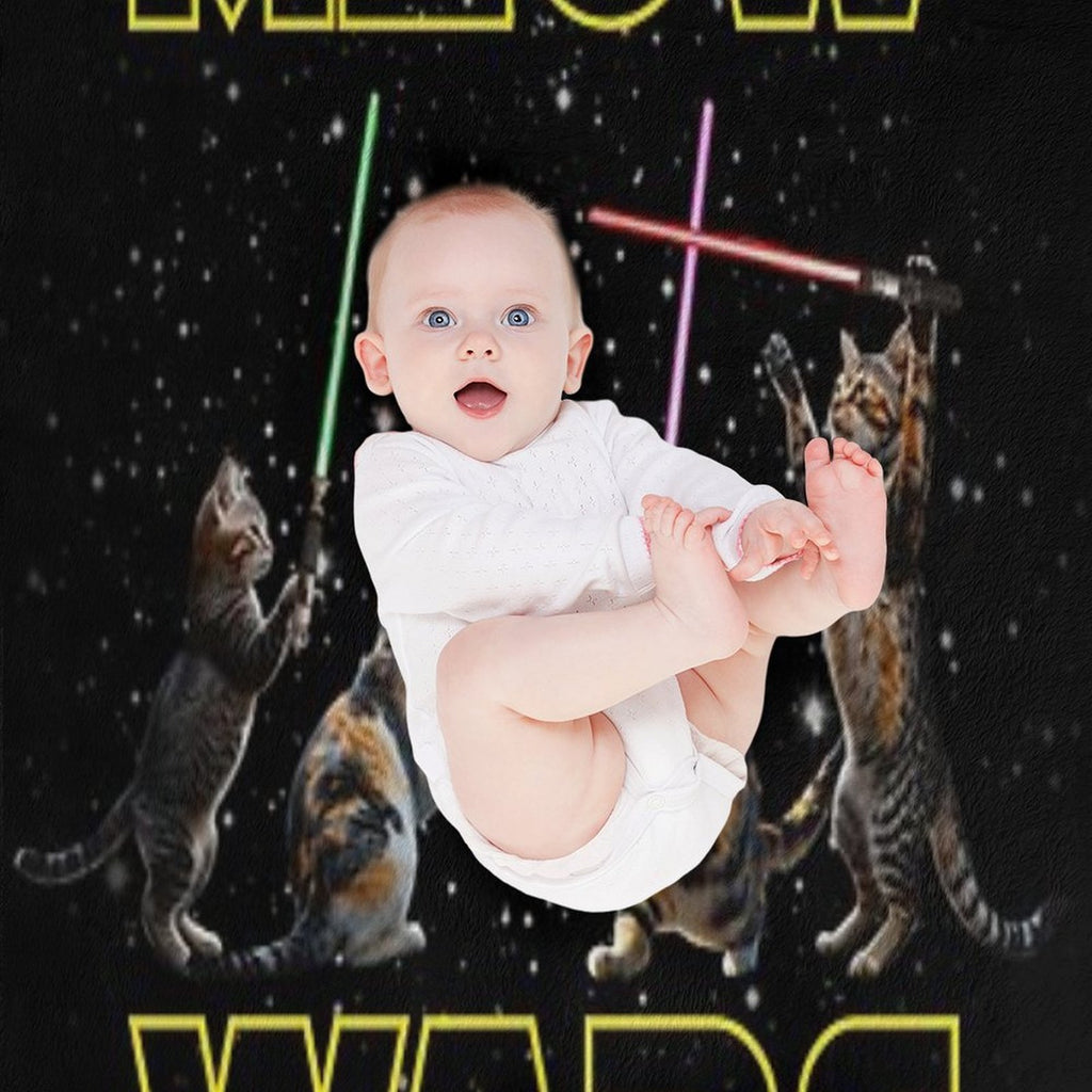 Meow Wars Galactic Kittens Wielding Lightsabers Velvety-soft Throw Blanket