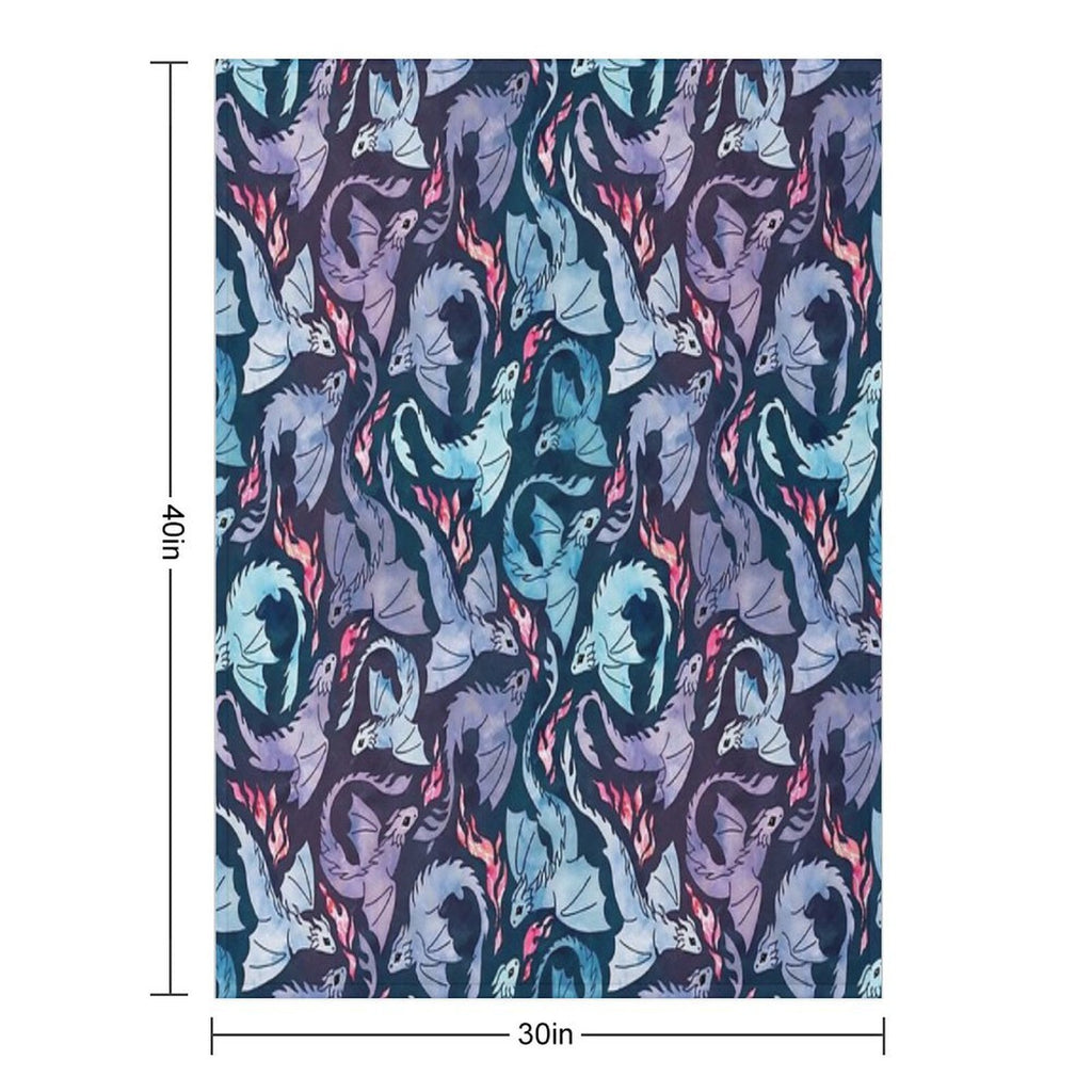 Dragon Fire Dark Turquoise And Purple Easy Care Throw Blanket