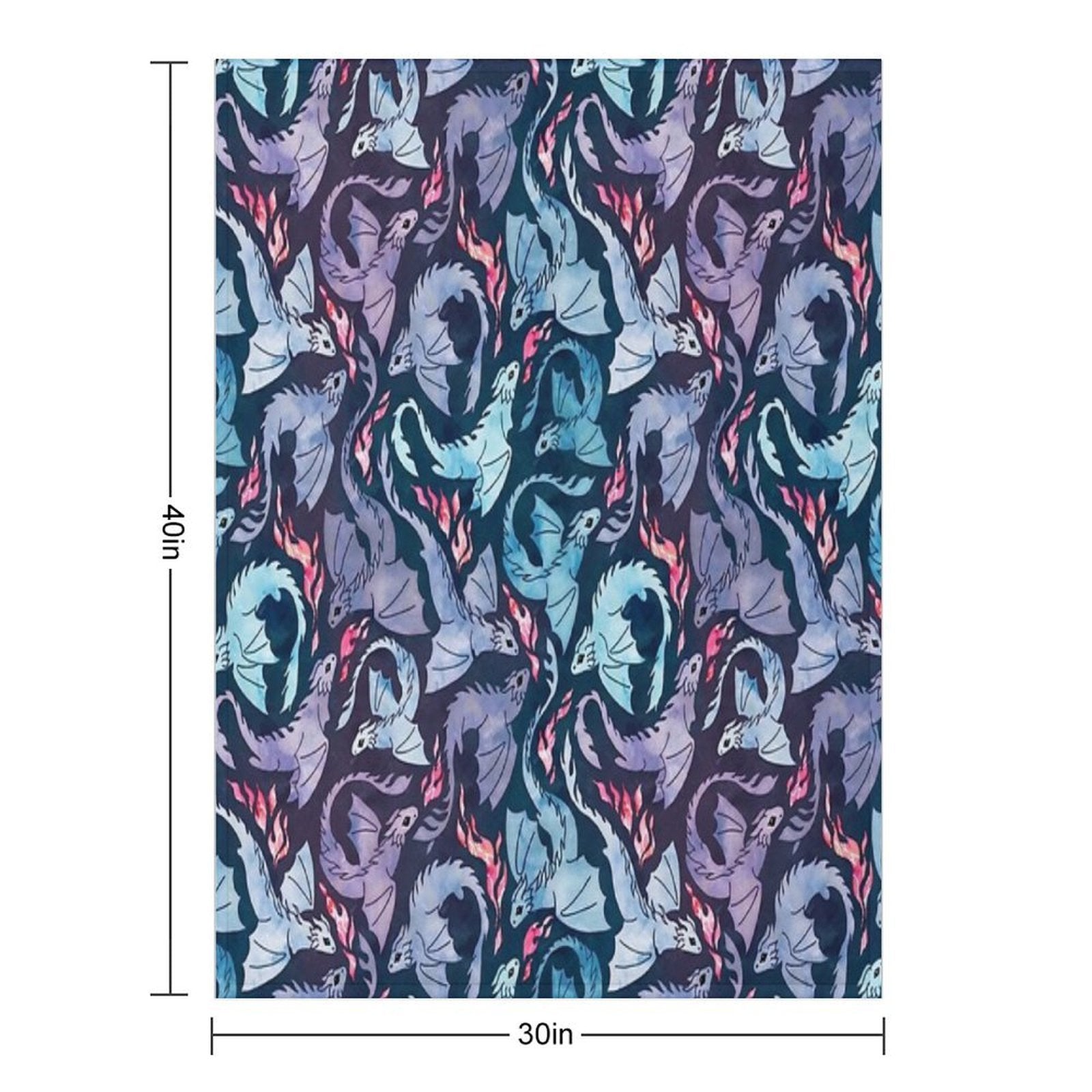 Dragon Fire Dark Turquoise And Purple Easy Care Throw Blanket