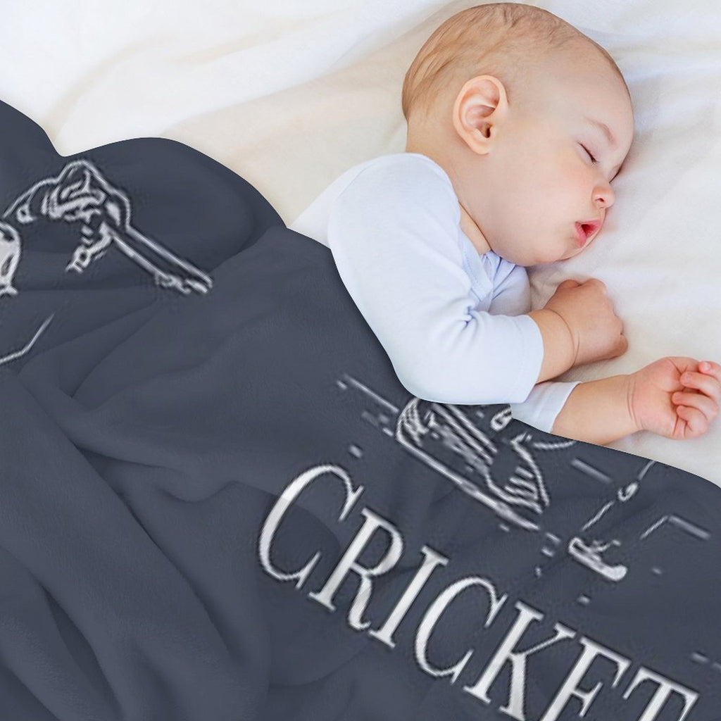 Cricket Batsman Cricketer Design Logo Style Plush Throw Blanket