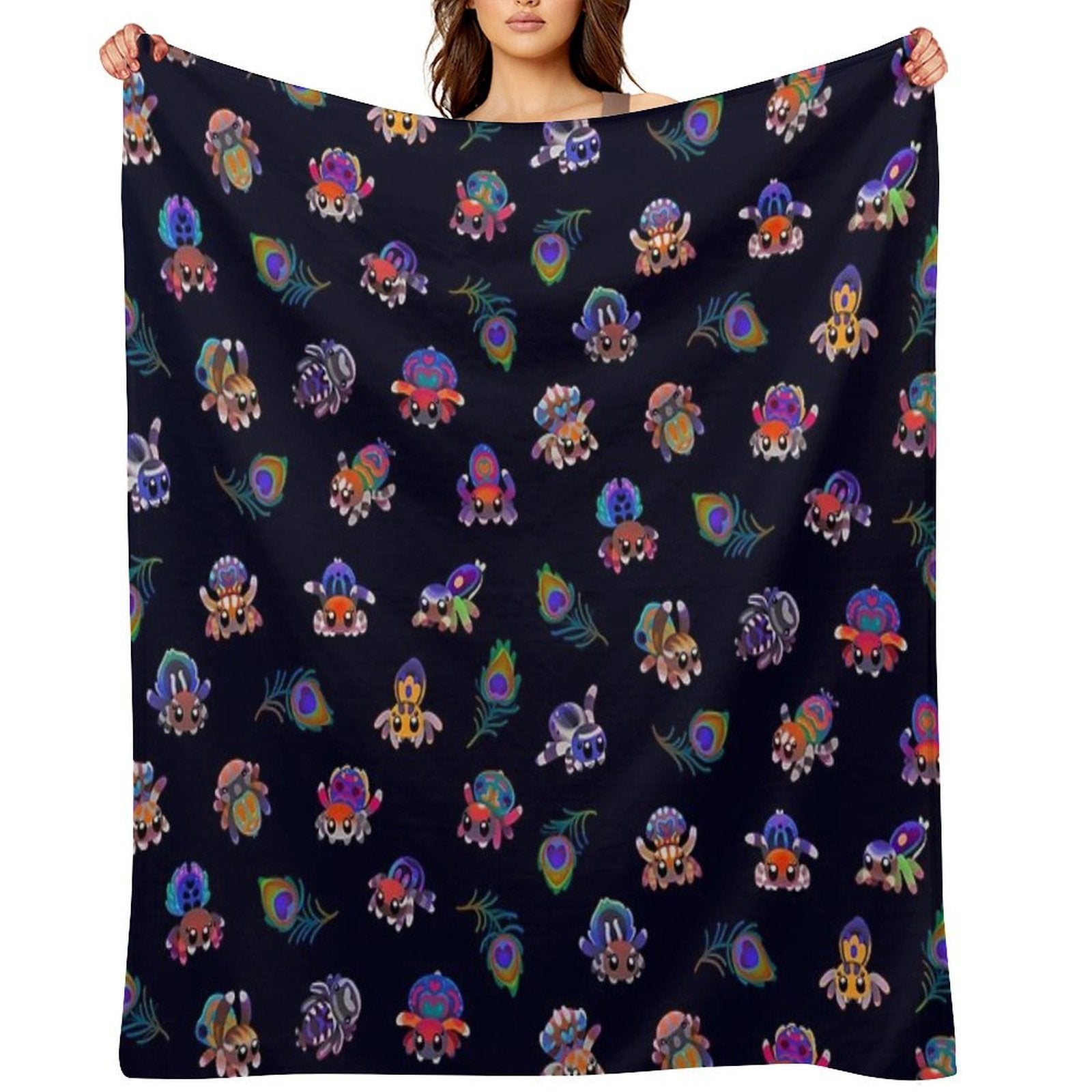 Peacock Spider Shrink-resistant Throw Blanket