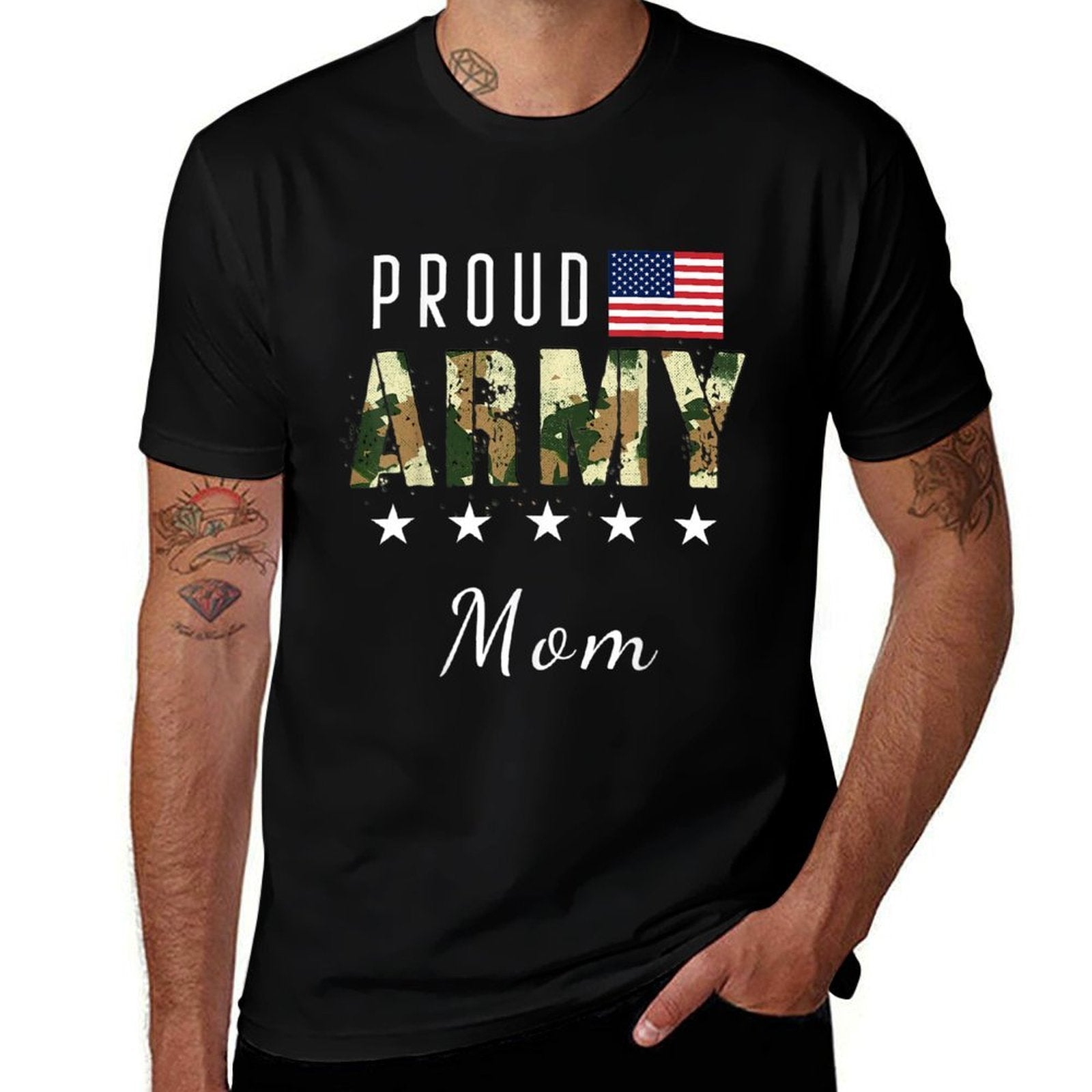 Proud Military Camouflage Proud Army Mom Mother Gift  Tagless Design T-Shirt