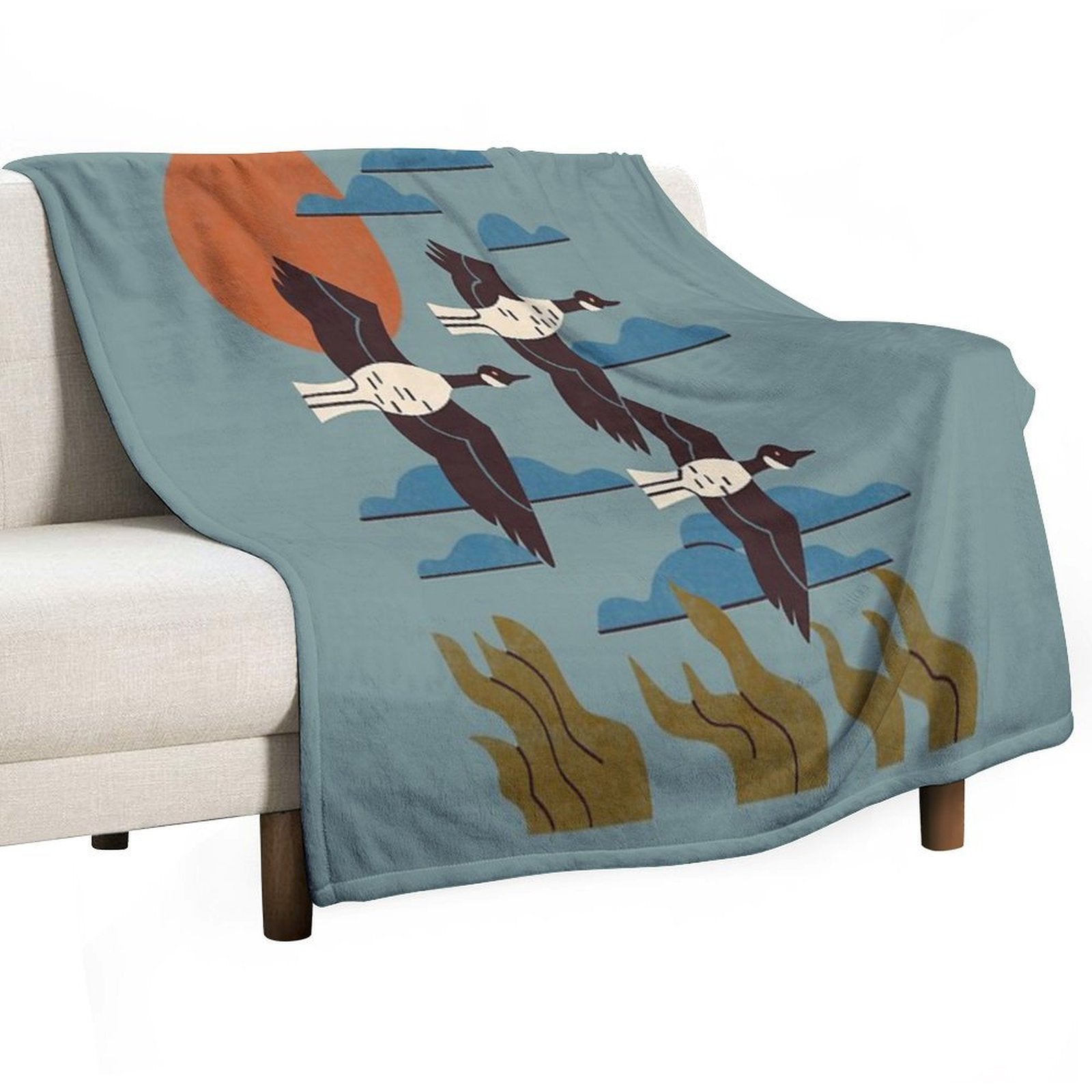 Geese Flying South Durable Throw Blanket