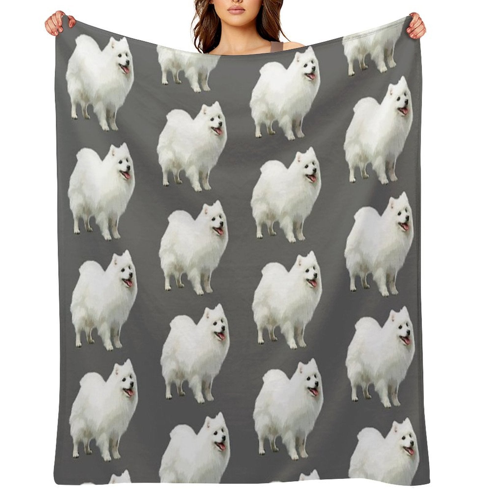 Japanese Spitz Puppy Dog Plush Throw Blanket