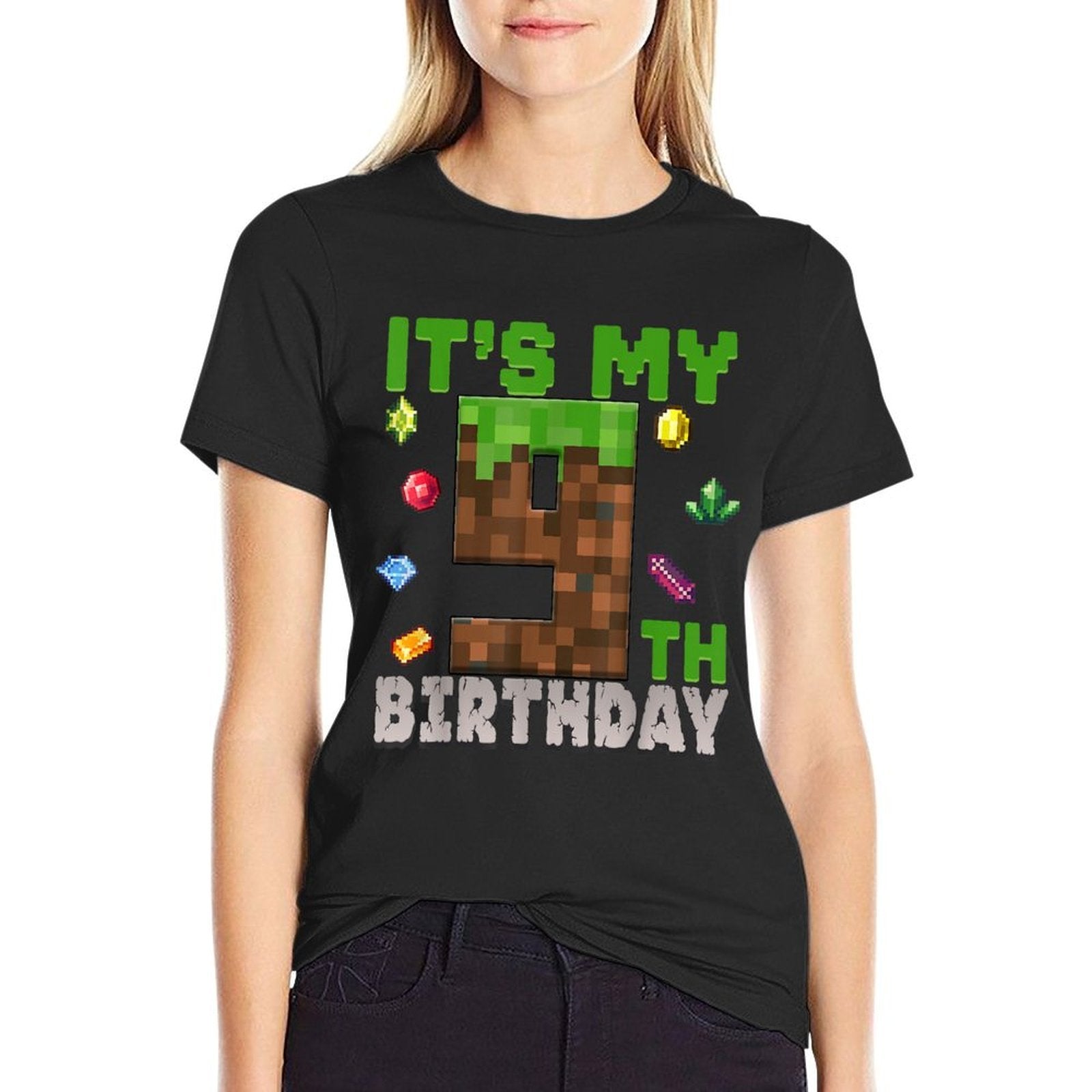 Birthday Boy It's My 9th Birthday 9 Year Old Pixel Gamer  Easy-care T-Shirt