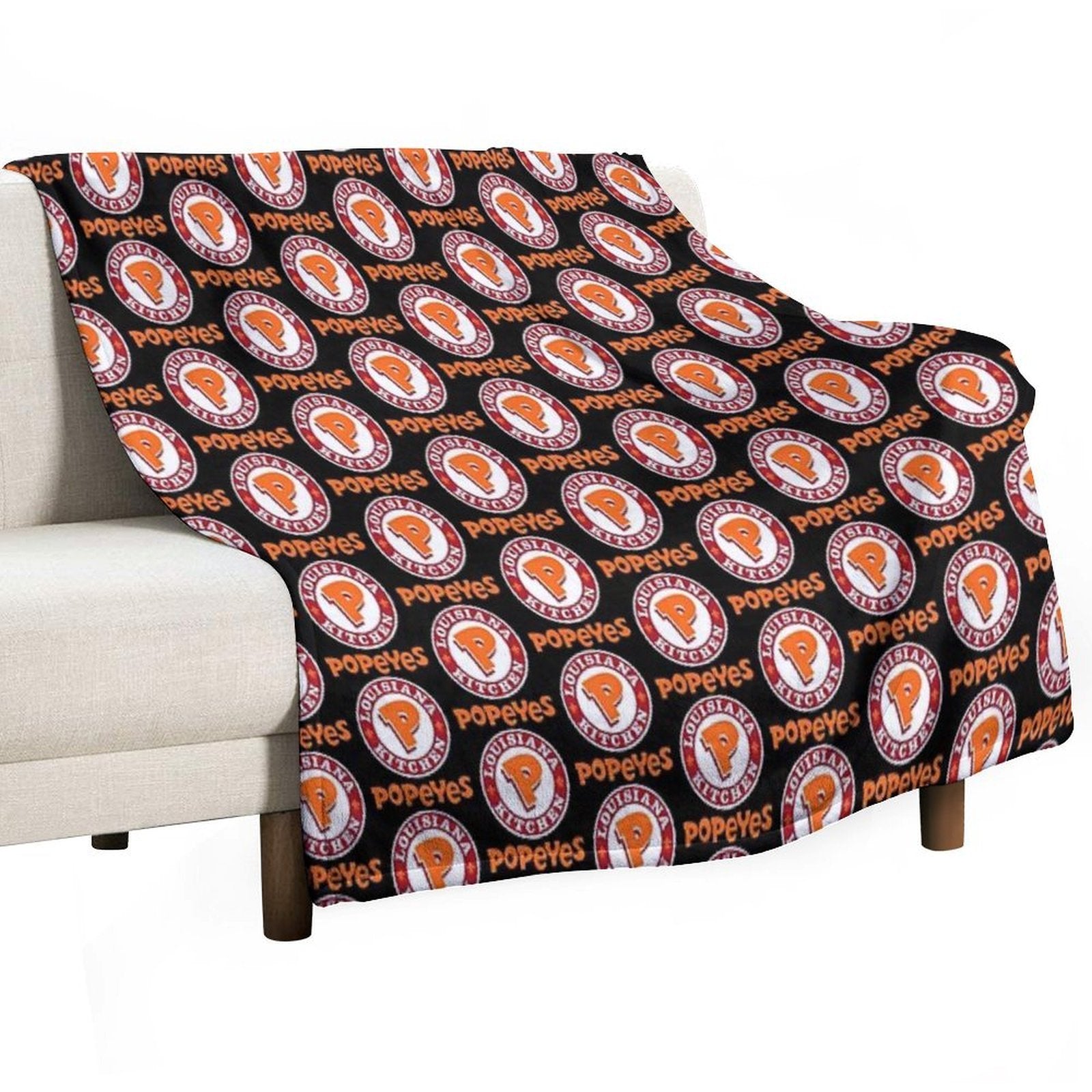 Louisiana Kitchen Popeyes Classic Logos Premium Throw Blanket