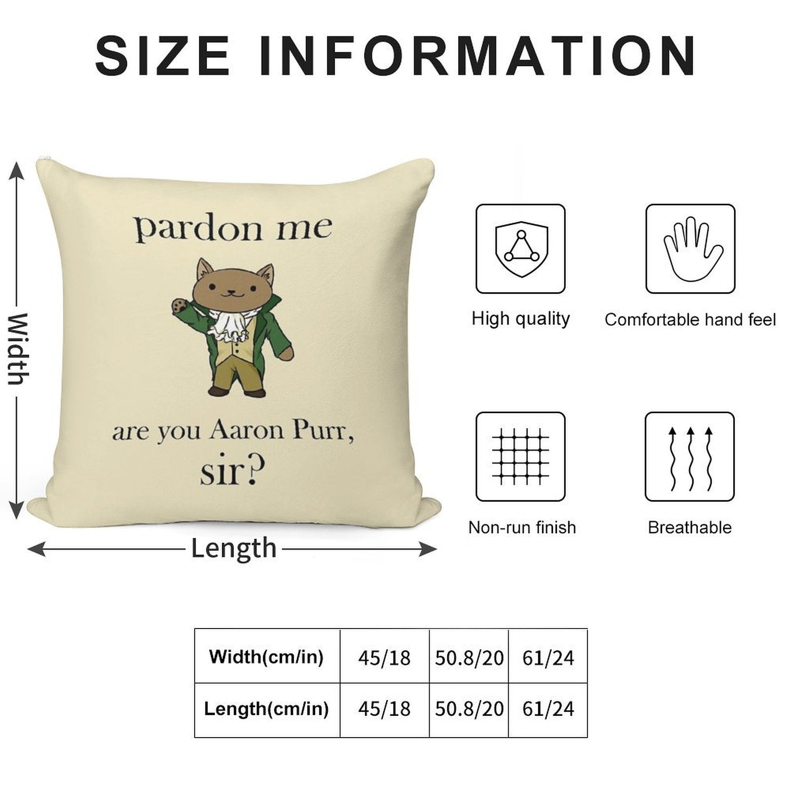 Alexander Hamilcat (Black Text) Soft Hidden Zipper Throw Pillow