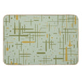 Mid-Century Modern Kinetikos Pattern Celadon Olive Green Mustard Gold  Eco-Friendly Bath Mat