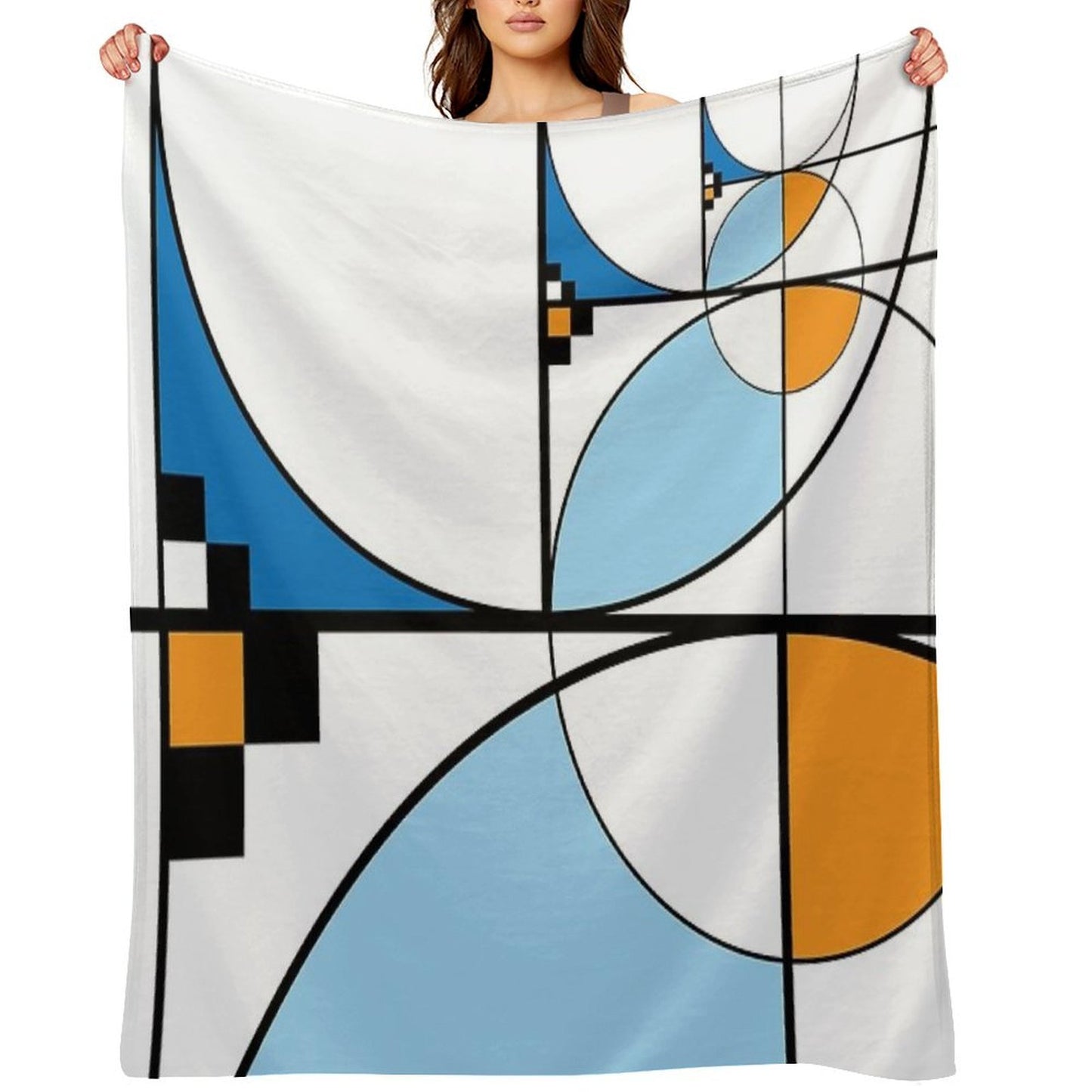 Mid Century Modern Lykes Blues Shrink-resistant Throw Blanket