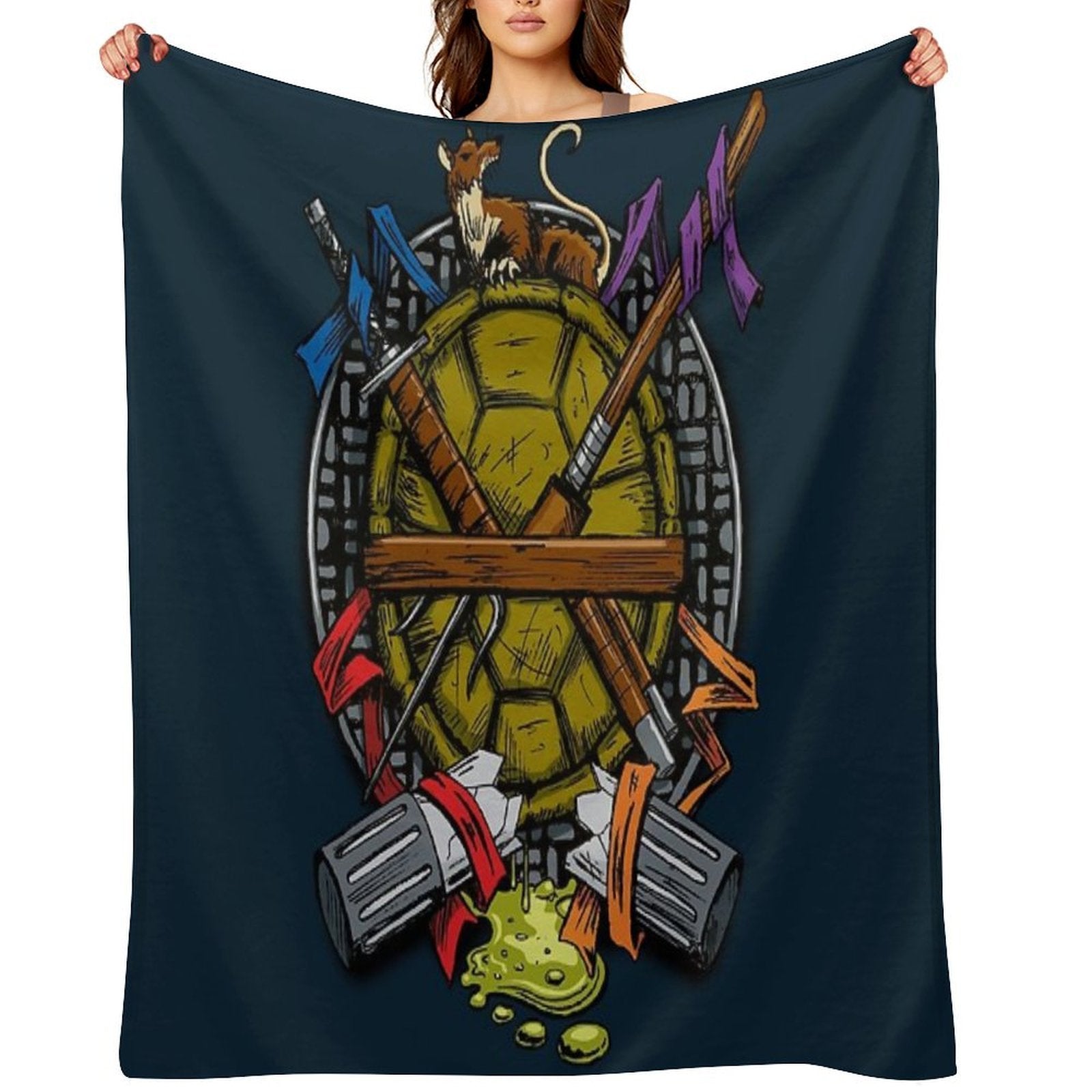 Turtle Family Crest - Full Color Durable Throw Blanket