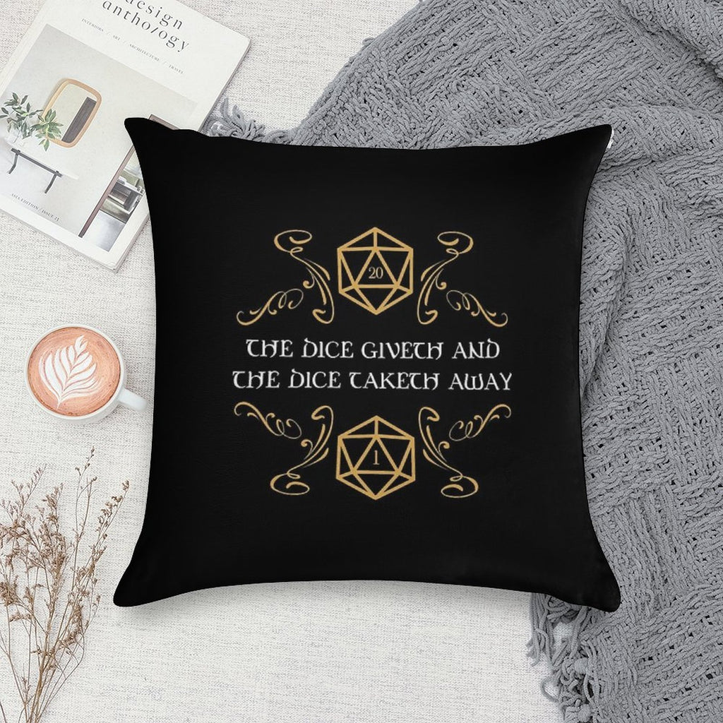 The Dice Giveth And Taketh Away Natural 20 And Critical Fail Soft Fade-Resistant Throw Pillow