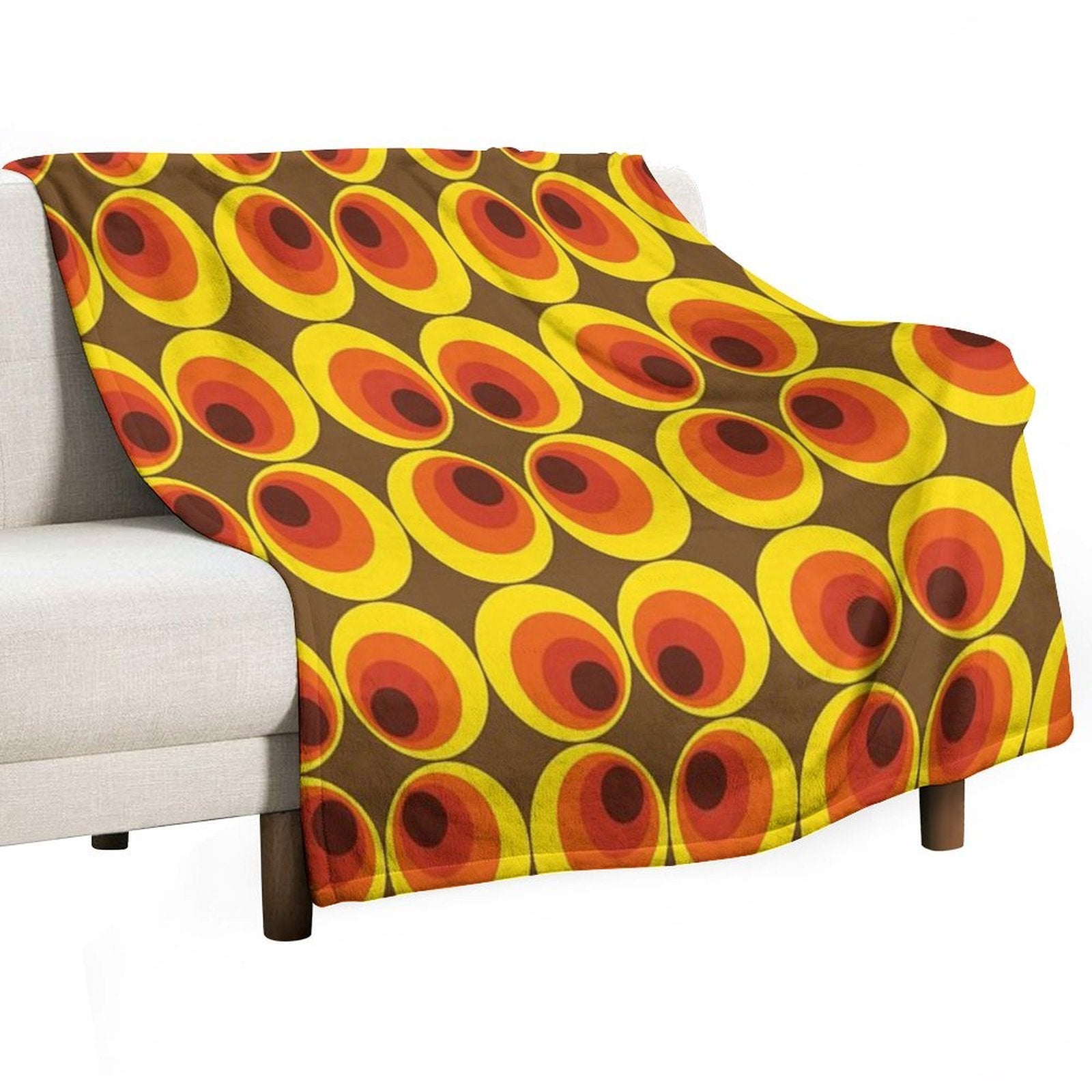 70s, 80s Funky Vintage Circle Pattern Versatility Throw Blanket