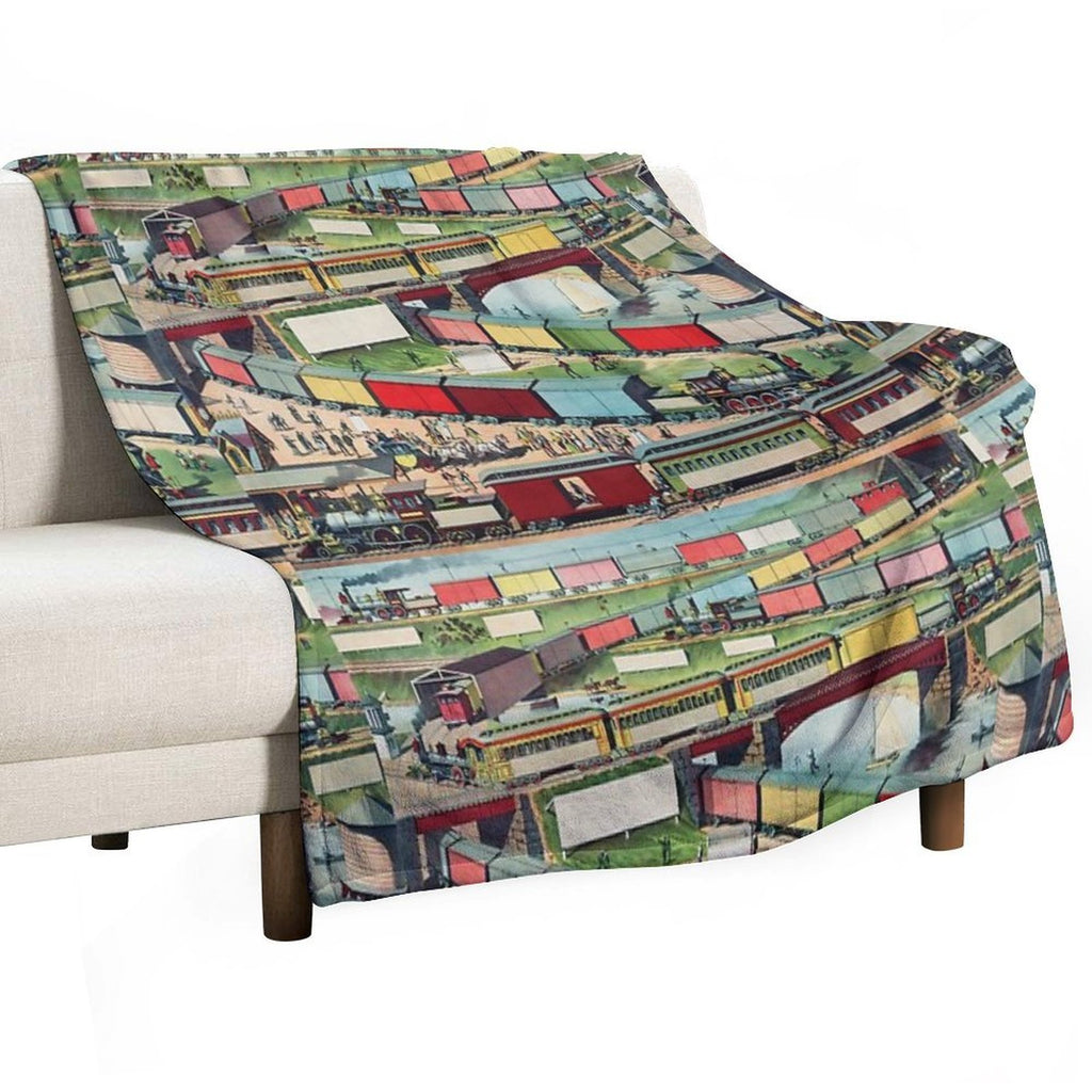 Antique Train Machine-washable Throw Blanket
