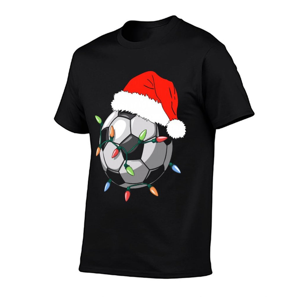 Santa Soccer Ball Men Youth Boys Christmas Pajamas  Classic T-Shirt