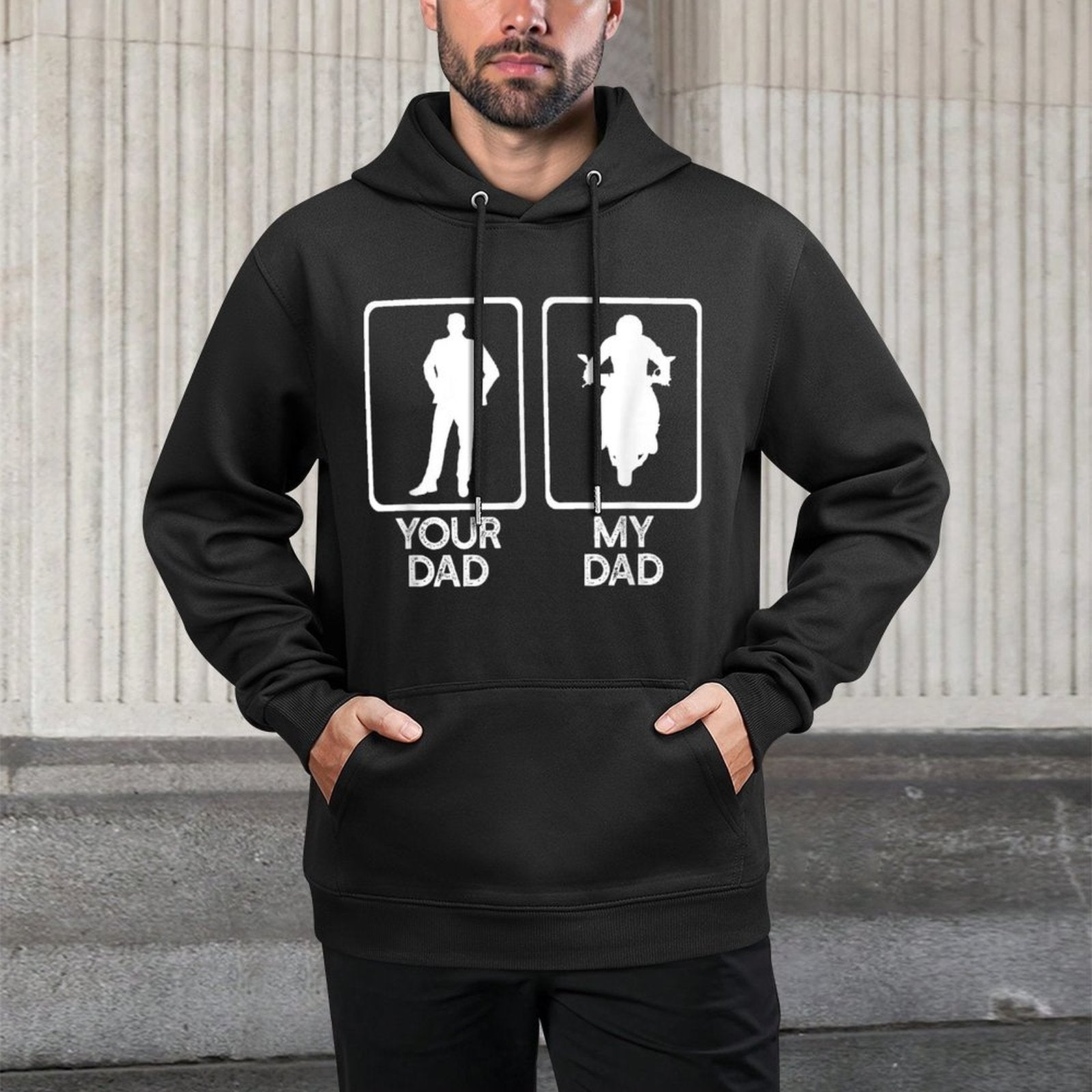 YOUR DAD VS MY DAD Motorcycle Biker Ride Fathers Day Meme Relaxed Fit Hoodie