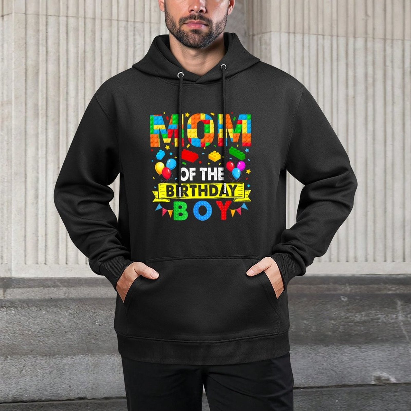 Mom Of The Birthday Boy Master Builder Blocks Toy Building Durable Construction Hoodie