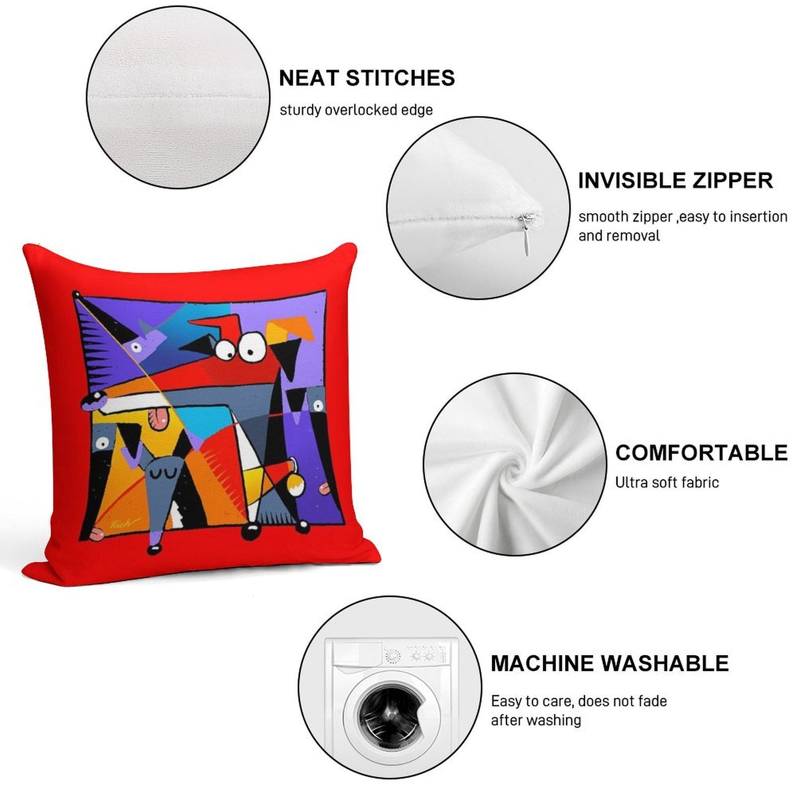 Derpism Soft Short Plush Fabric Throw Pillow