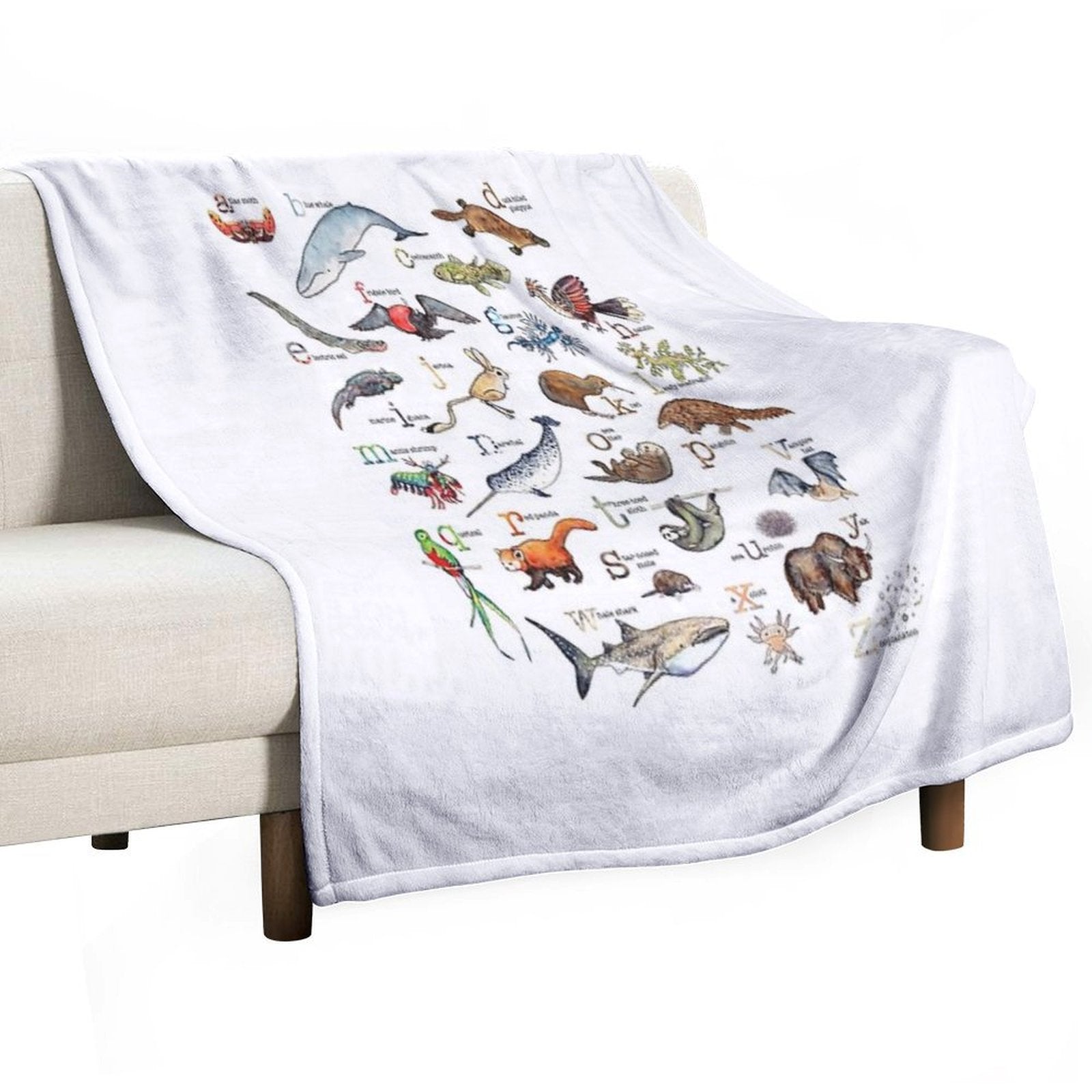 A to Z of Amazing Animals Eco-conscious Throw Blanket