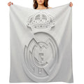 Madrid # Real Logo White Plush Throw Blanket