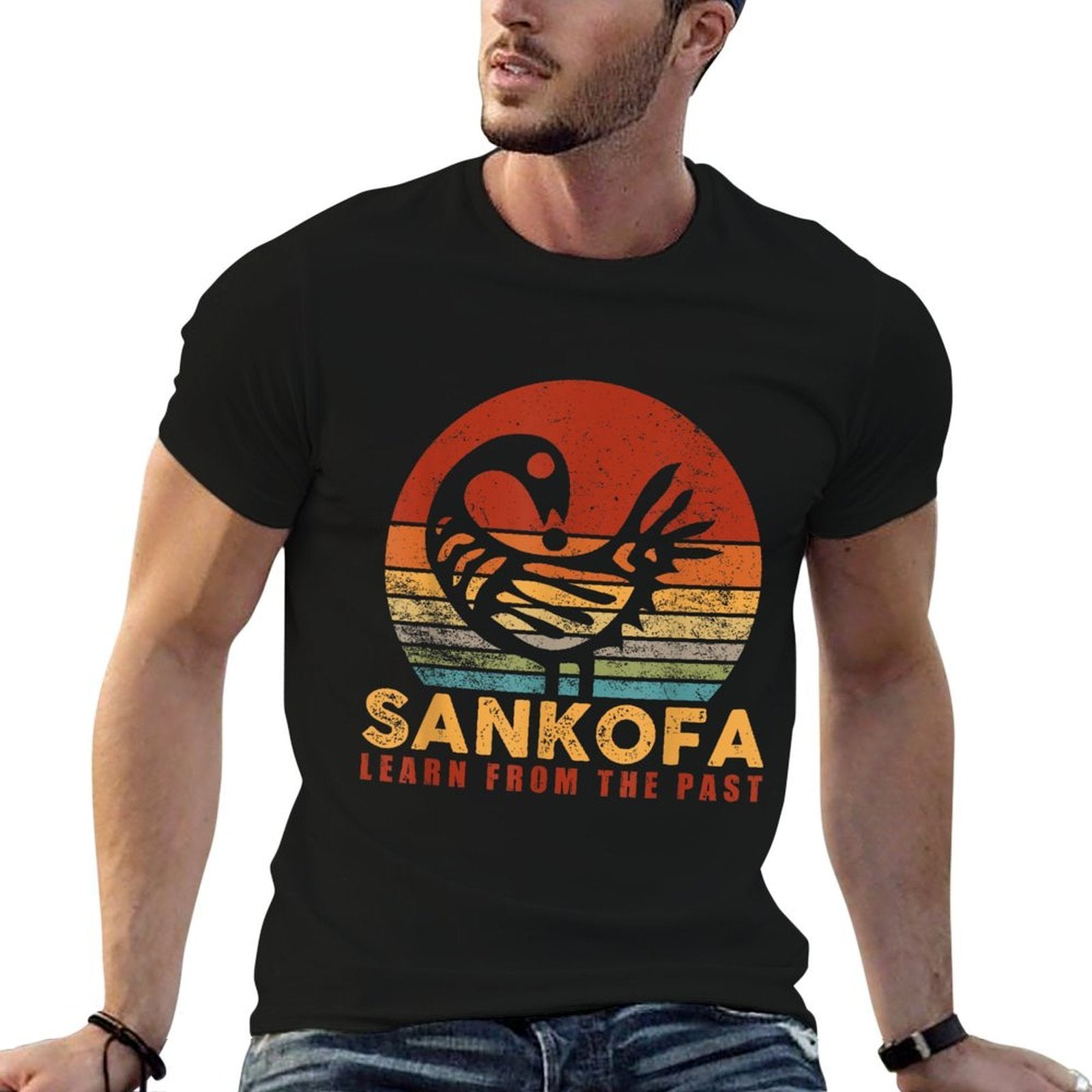 Sankofa Learn From The Past African Bird Pattern  Easy-care T-Shirt