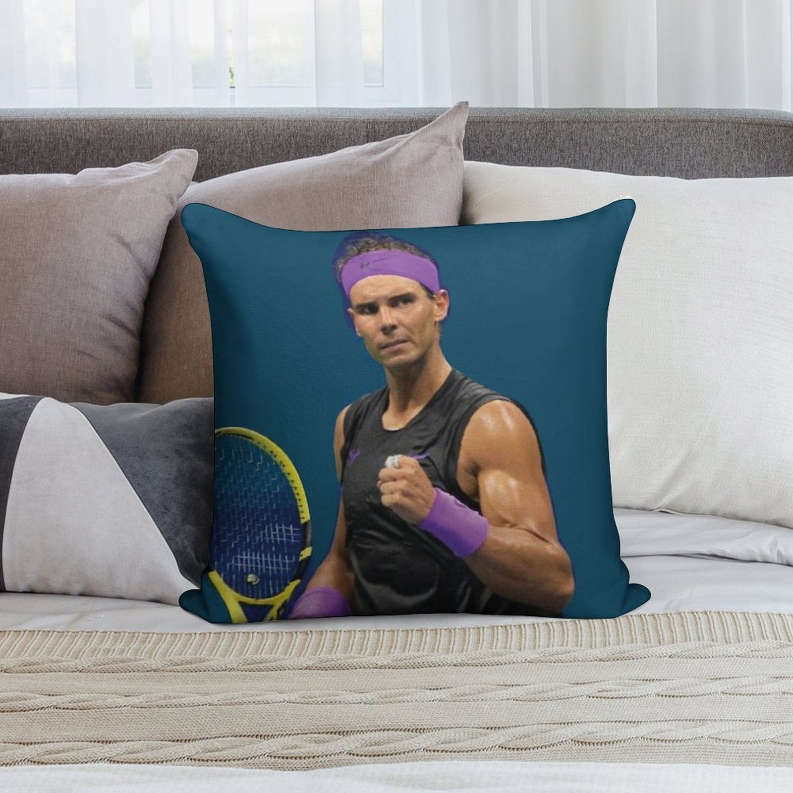 Rafael Nadal Soft Short Plush Fabric Throw Pillow