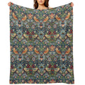 The Strawberry Thief William Morris Pattern Travel-friendly Throw Blanket