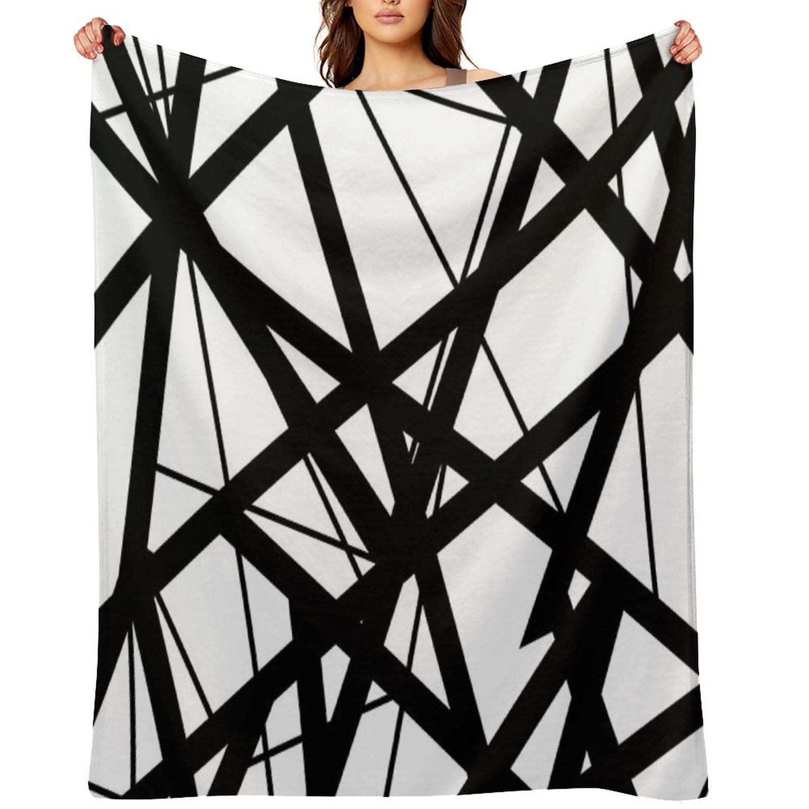 EVH Authentic Black & White Stripes Design (pure White) Quick-dry Throw Blanket