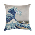 Under The Wave Off Kanagawa - The Great Wave - Katsushika Hokusai Soft Short Plush Fabric Throw Pillow