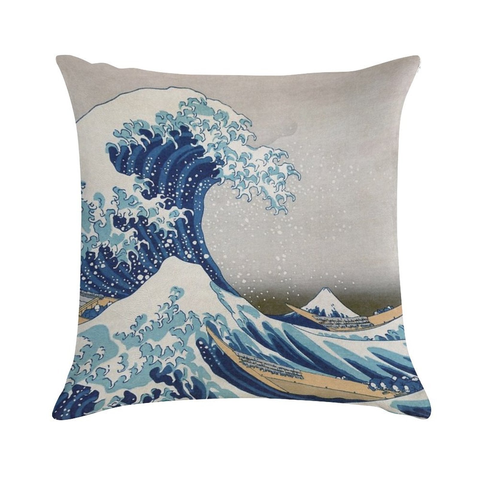 Under The Wave Off Kanagawa - The Great Wave - Katsushika Hokusai Soft Short Plush Fabric Throw Pillow