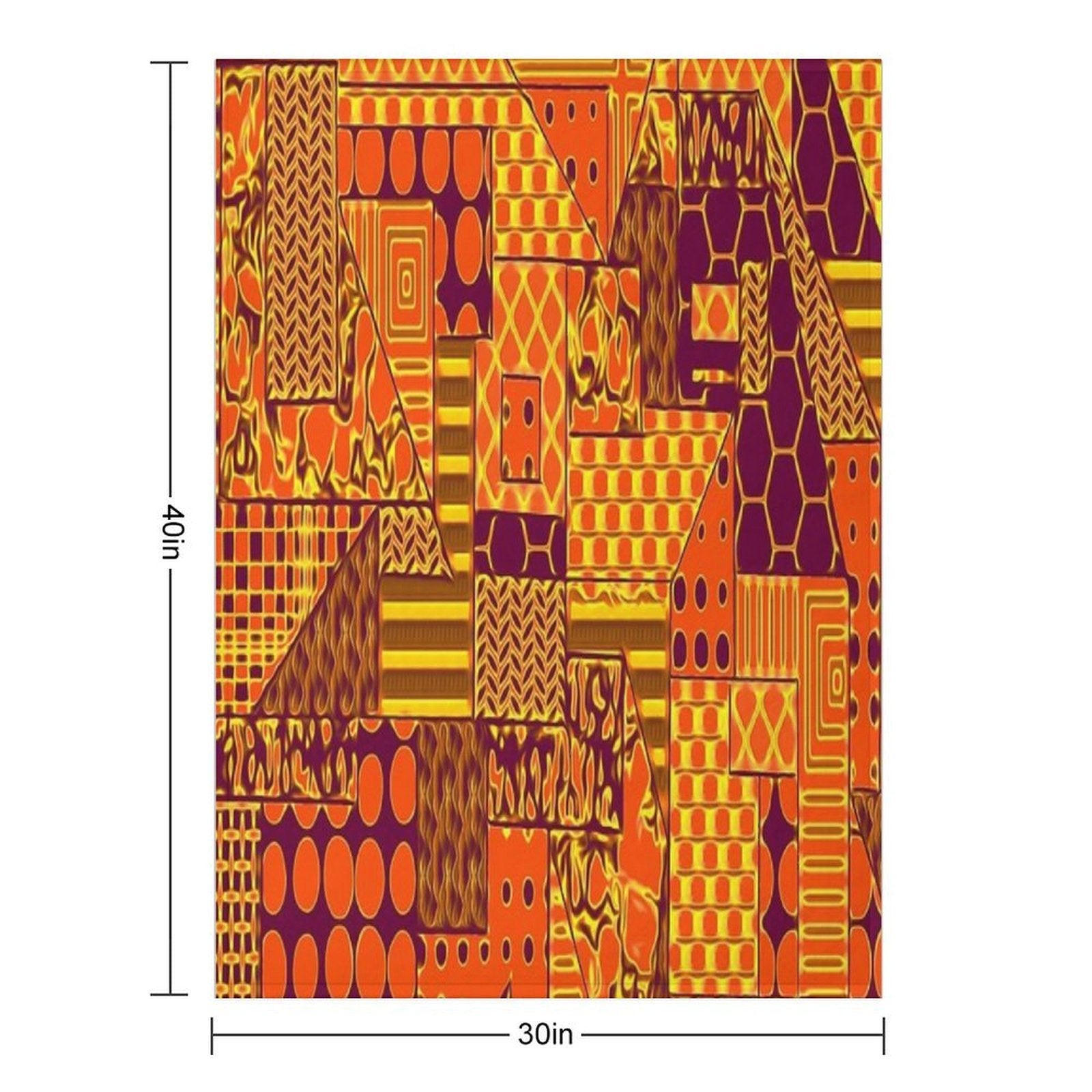 PURPLE AND ORANGE PATCHWORK DIGITAL QUILT STYLE WITH VARIOUS PATTERNS WITHIN THE DESIGN Machine-washable Throw Blanket