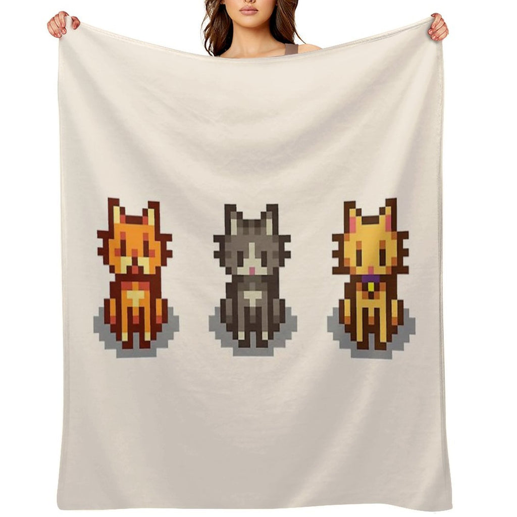Stardew Valley Pets 3 Cats Machine-washable Throw Blanket
