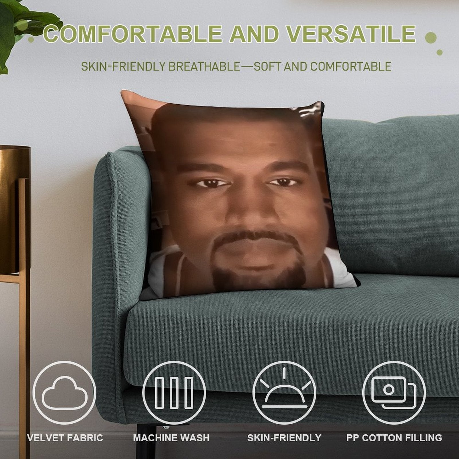 Kanye West Stretched Meme  TikTok Meme  Ye Soft Ultra-Soft Texture Throw Pillow