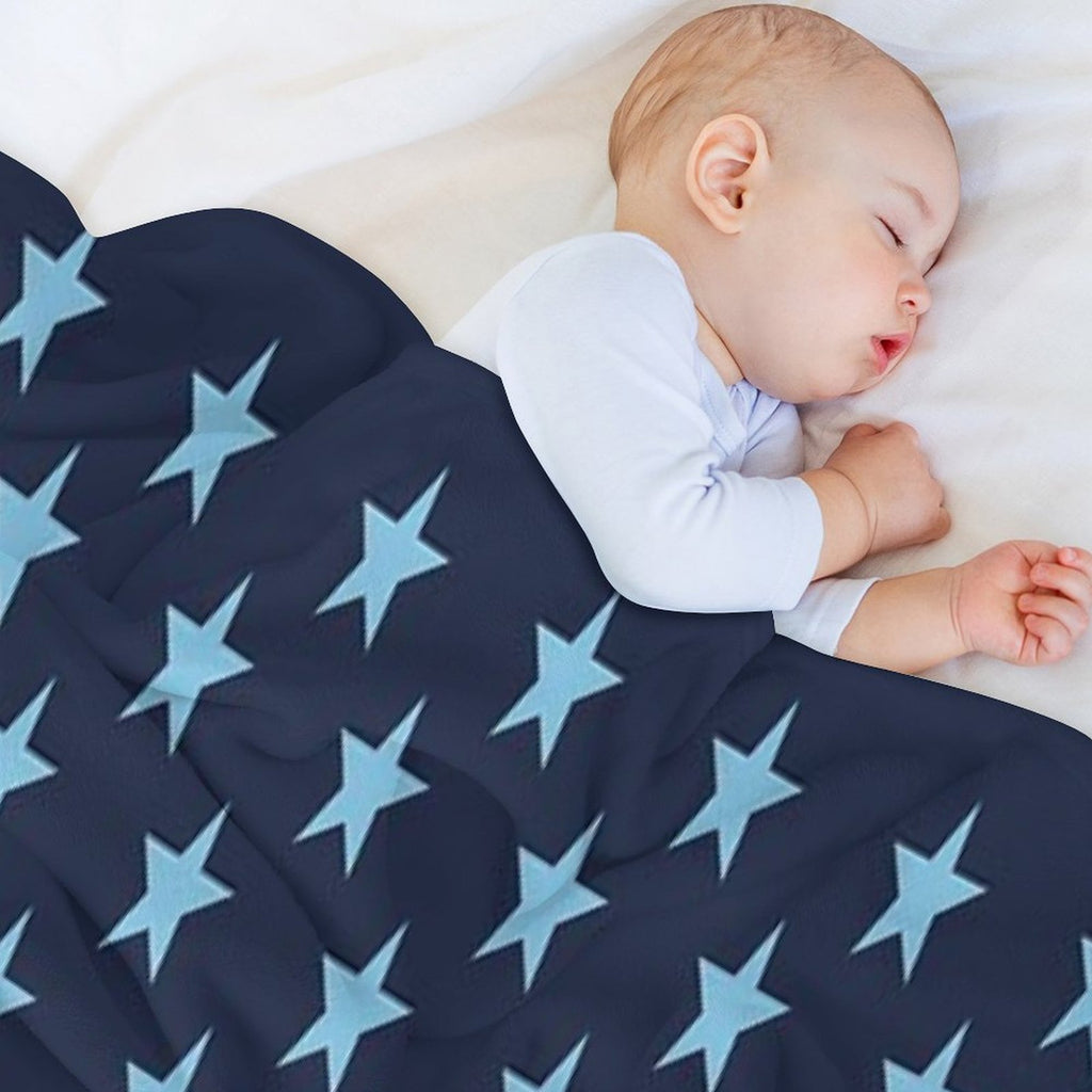 Small BABY BLUE And NAVY BLUE STARS Durable Throw Blanket