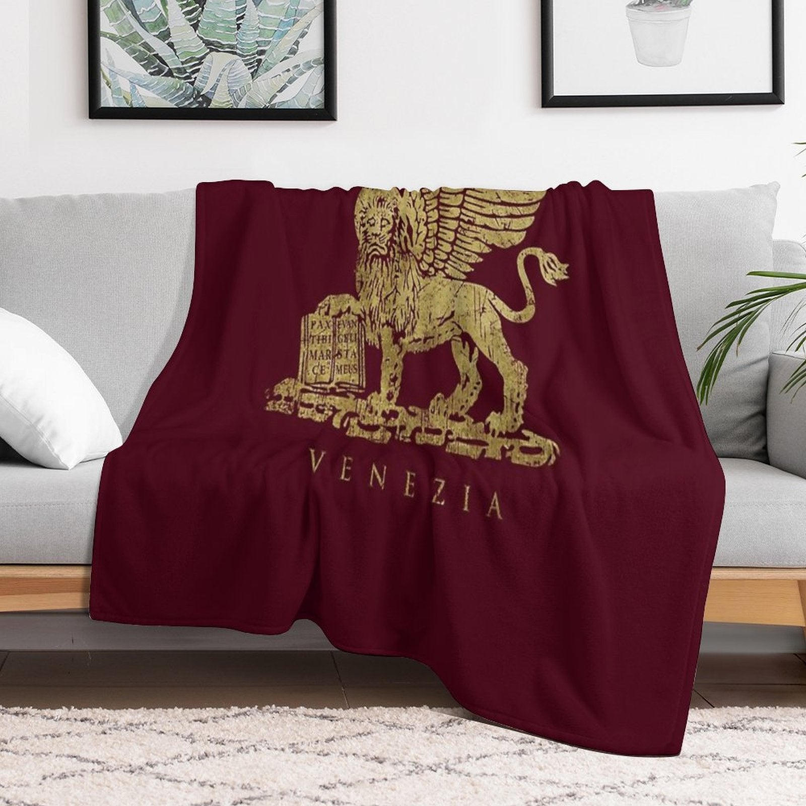 Leone Di San Marco of Venezia - Vintage Gold Versatility Throw Blanket
